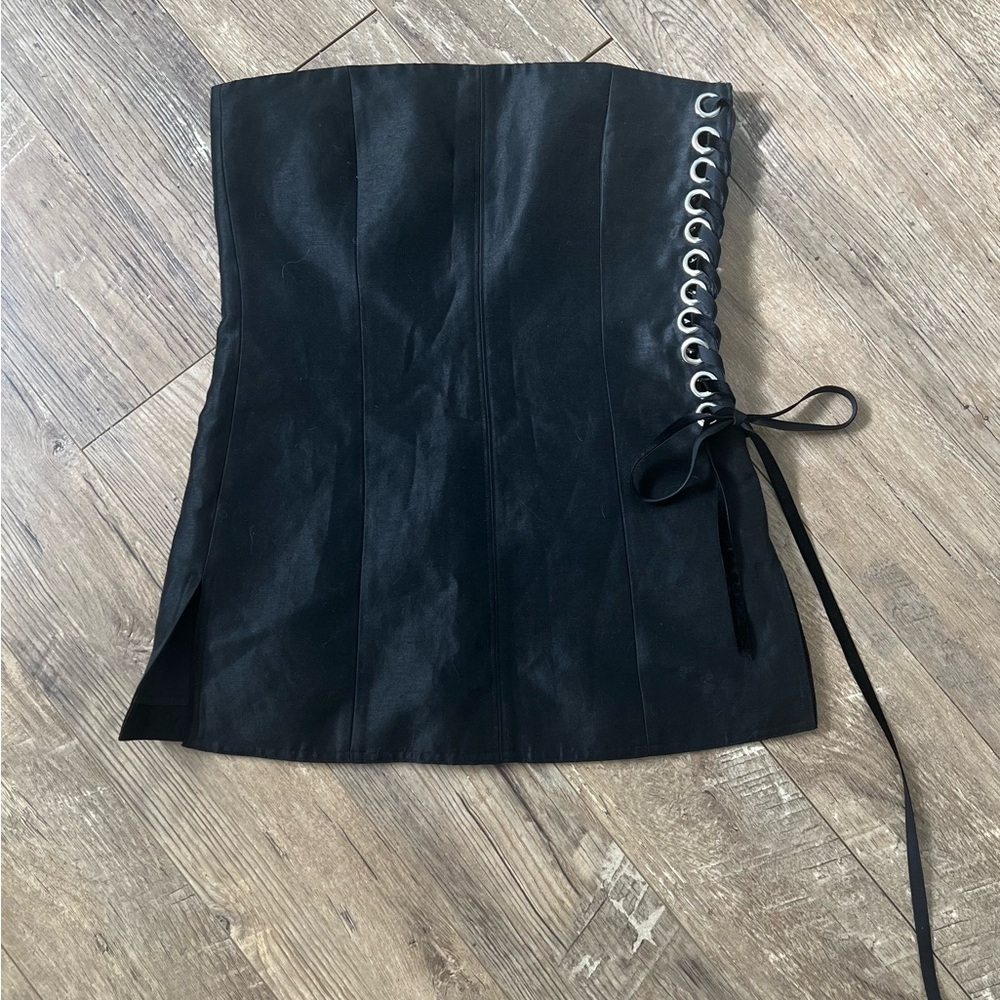 Black Corset Top with Lace-Up Detail